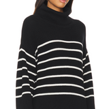525 America Elise Oversized Striped Turtleneck Pullover Sea Salt Multi