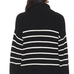 525 America Elise Oversized Striped Turtleneck Pullover Sea Salt Multi