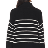 525 America Elise Oversized Striped Turtleneck Pullover Sea Salt Multi