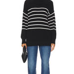 525 America Elise Oversized Striped Turtleneck Pullover Sea Salt Multi