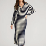 Raya Striped Polo Dress Dark Blue Multi