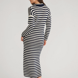 Raya Striped Polo Dress Dark Blue Multi
