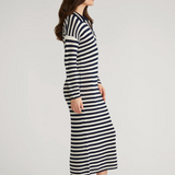Raya Striped Polo Dress Dark Blue Multi