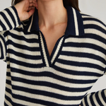 Raya Striped Polo Dress Dark Blue Multi