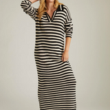 Raya Striped Polo Dress Dark Blue Multi