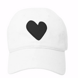 Baseball Hat Heart Patch White/Black