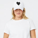 Baseball Hat Heart Patch White/Black