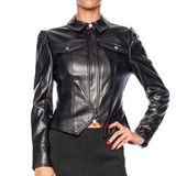 Wyatt Vegan Leather Zip Up Jacket Black