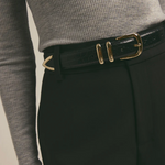 The Jordan Croc Embossed Belt Black Gold