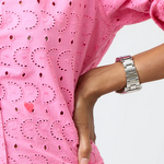 Pia Eyelet Button Up Shirt Neon Pink