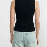 Silk Knit Sleeveless Boatneck Black