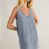 Sloane V-Neck Jersey Denim Mini Dress