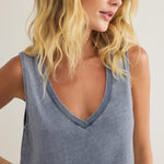 Sloane V-Neck Jersey Denim Mini Dress