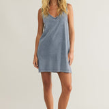 Sloane V-Neck Jersey Denim Mini Dress