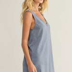 Sloane V-Neck Jersey Denim Mini Dress