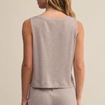 Sloane V-Neck Rib Tank Slate Grey
