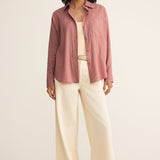 The Perfect Linen Top Pink Smoke