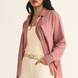 The Perfect Linen Top Pink Smoke
