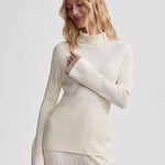 Ravena Rib Knit High-Neck Top Egret
