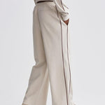 Brushed Rib Wide Leg Pant 28" Cement Marl/ Bitter Chocolate