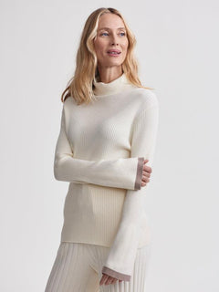 Ravena Rib Knit High-Neck Top Egret