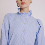 Clauthide Short Striped Shirt with Gathered Armholes