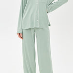 Gisele Long Pj Set Eucalyptus/Ivory