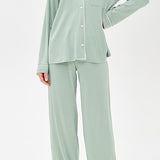 Gisele Long Pj Set Eucalyptus/Ivory