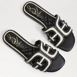 Bay Multi Logo Sandal Black and Natural Raffia