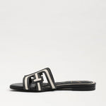 Bay Multi Logo Sandal Black and Natural Raffia