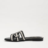 Bay Multi Logo Sandal Black and Natural Raffia