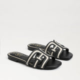 Bay Multi Logo Sandal Black and Natural Raffia