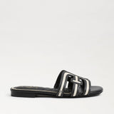 Bay Multi Logo Sandal Black and Natural Raffia