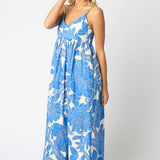 Blue Patterned Sun Maxi Dress