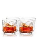 Viski Deco Beau Crystal Lowball Tumblers - Set of 4