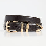 The Jordan Croc Embossed Belt Dk. Brown Gold