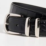 The Jordan Croc Embossed Belt Black Nickel
