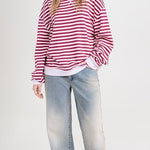 Classic Striped Crew Raspberry Combo
