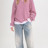 Classic Striped Crew Raspberry Combo