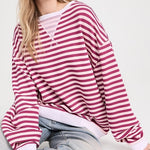 Classic Striped Crew Raspberry Combo