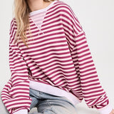 Classic Striped Crew Raspberry Combo