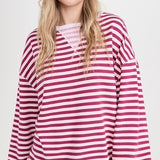 Classic Striped Crew Raspberry Combo