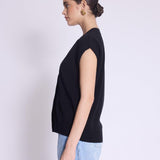 Gustave Sleeveless Black V-Neck Buttoned Cardigan