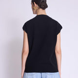 Gustave Sleeveless Black V-Neck Buttoned Cardigan