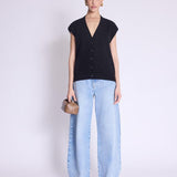 Gustave Sleeveless Black V-Neck Buttoned Cardigan