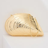 Bridget Metal Oyster Shell Clutch Gold