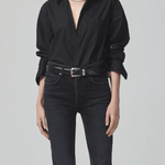 Kayla Shrunken Button Up Black