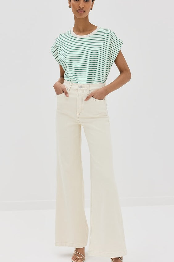 Trina Muscle Tee Vert Stripe