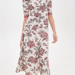 Cassandra Print Ruched Short Sleeve Dress