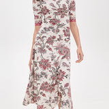 Cassandra Print Ruched Short Sleeve Dress